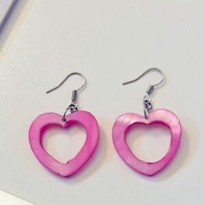 pink heart earrings
